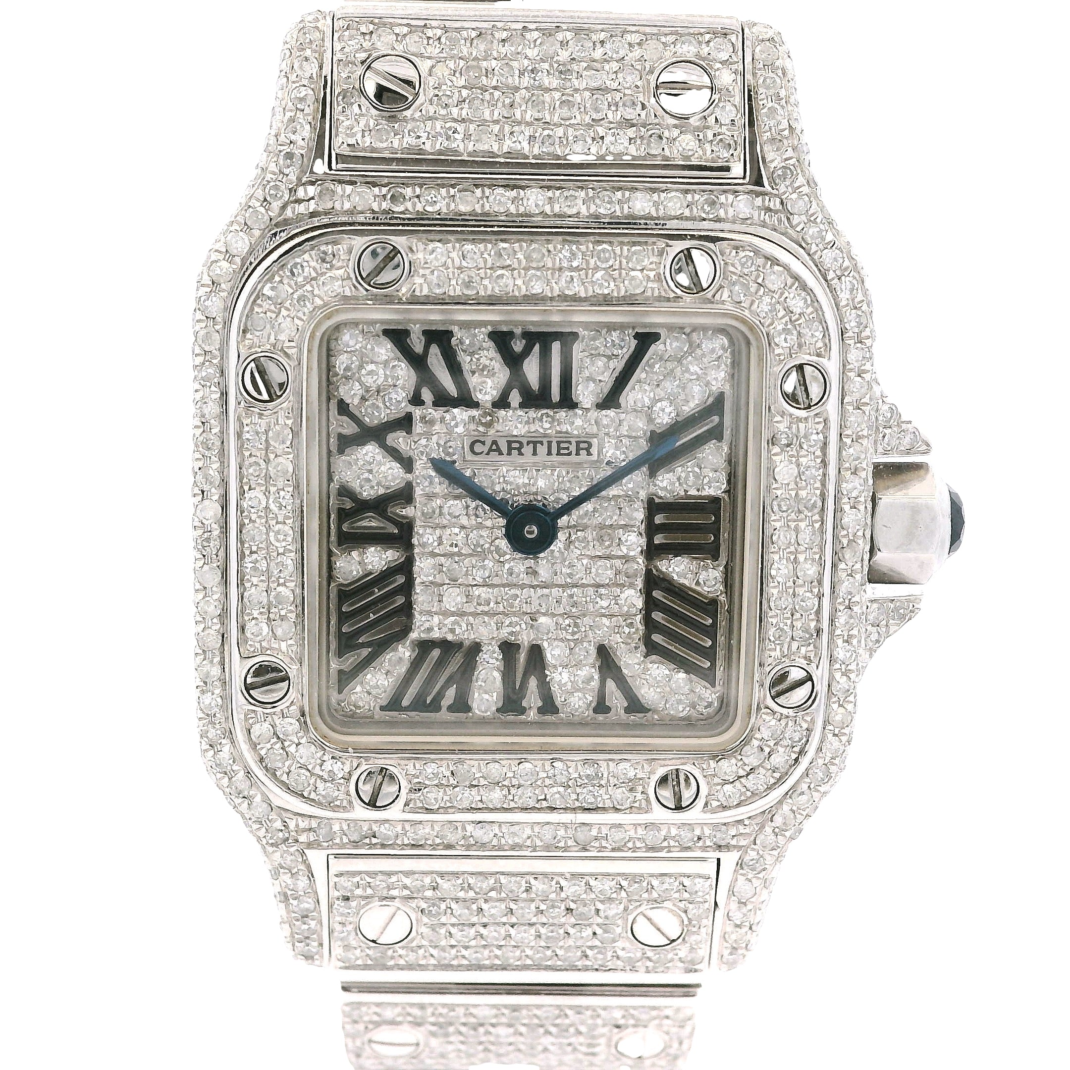 Cartier Santos Galbee 1565 Aftermarket Diamond 24mm Stainless Steel Watch