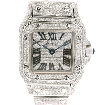 Cartier Santos Galbee 1565 Aftermarket Diamond 24mm Stainless Steel Watch