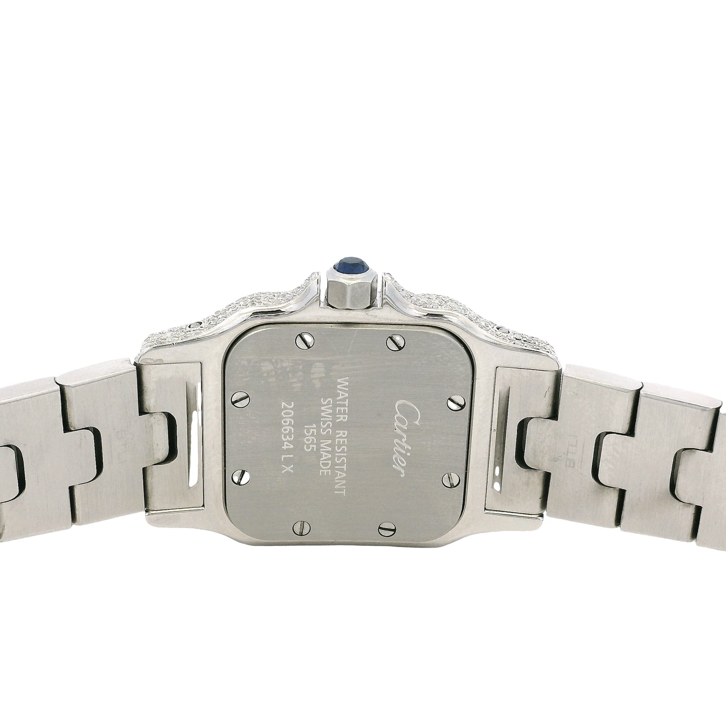Cartier Santos Galbee 1565 Aftermarket Diamond 24mm Stainless Steel Watch