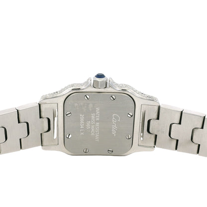Cartier Santos Galbee 1565 Aftermarket Diamond 24mm Stainless Steel Watch