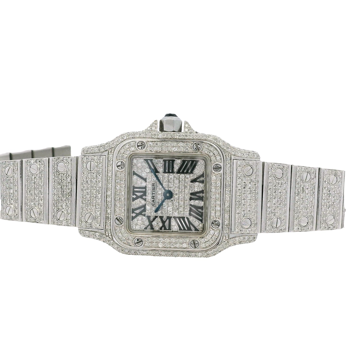 Cartier Santos Galbee 1565 Aftermarket Diamond 24mm Stainless Steel Watch