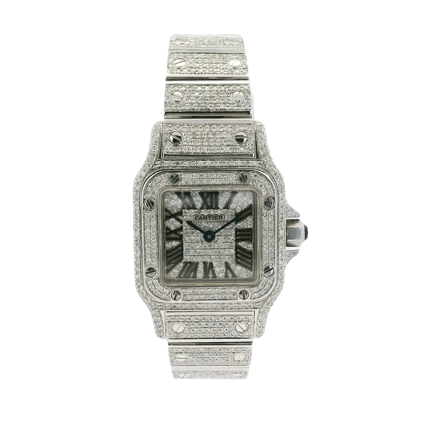 Cartier Santos Galbee 1565 Aftermarket Diamond 24mm Stainless Steel Watch