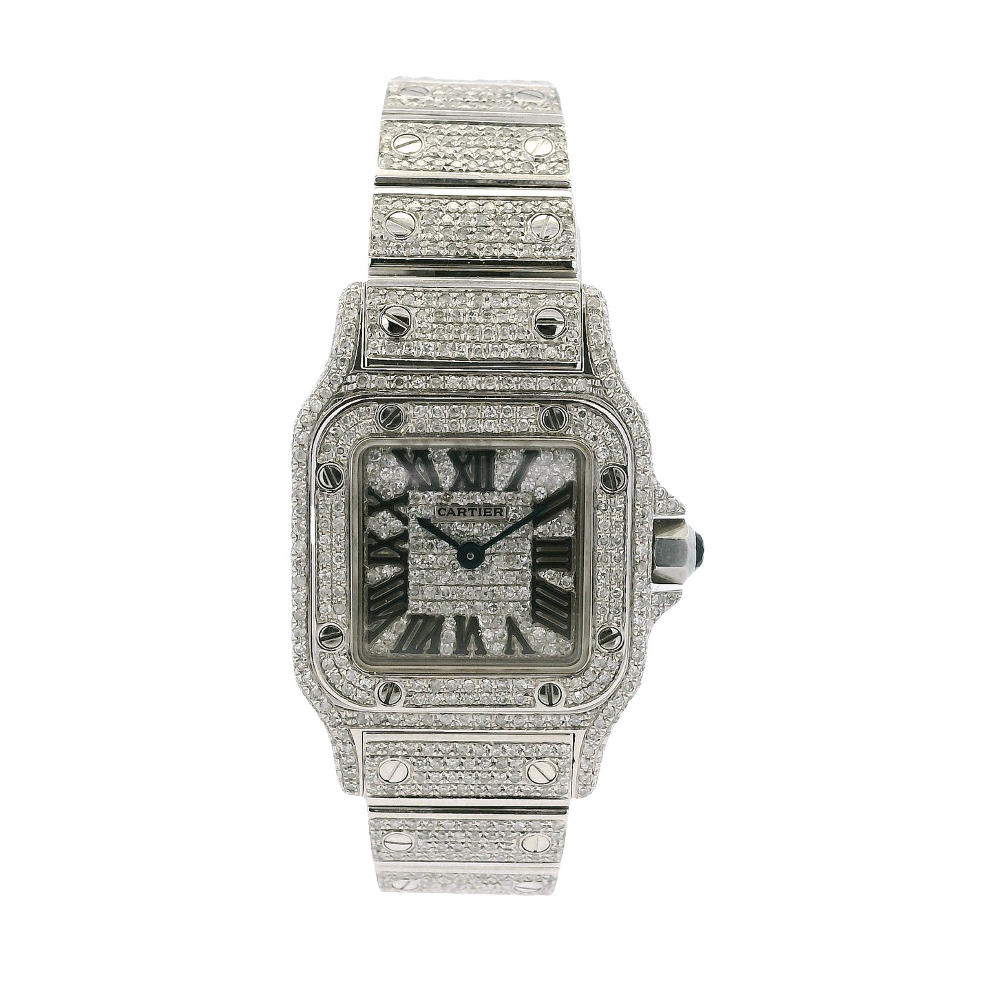 Cartier Santos Galbee 1565 Aftermarket Diamond 24mm Stainless Steel Watch