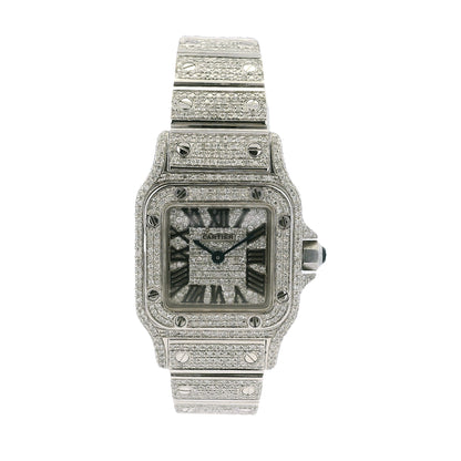 Cartier Santos Galbee 1565 Aftermarket Diamond 24mm Stainless Steel Watch