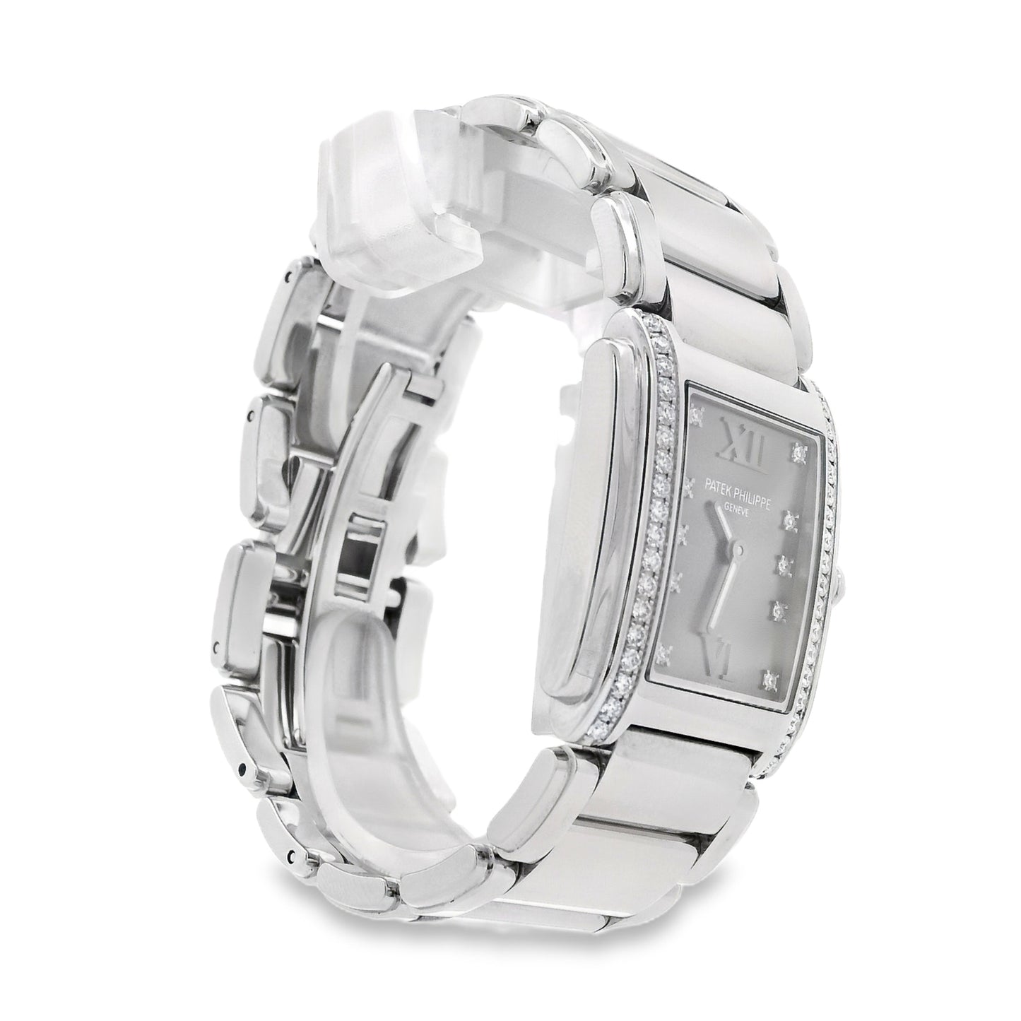 Patek Philippe 4910/10A Stainless Steel Grey Dial Factory Diamond Bezel Watch