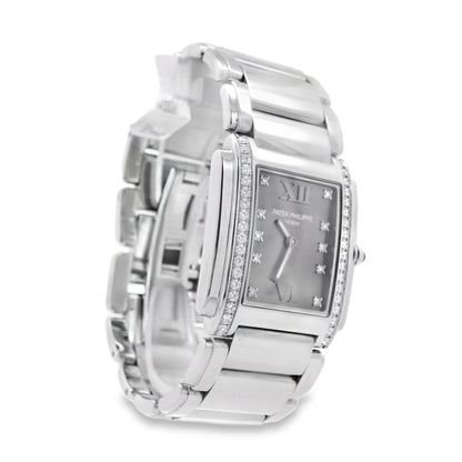 Patek Philippe 4910/10A Stainless Steel Grey Dial Factory Diamond Bezel Watch