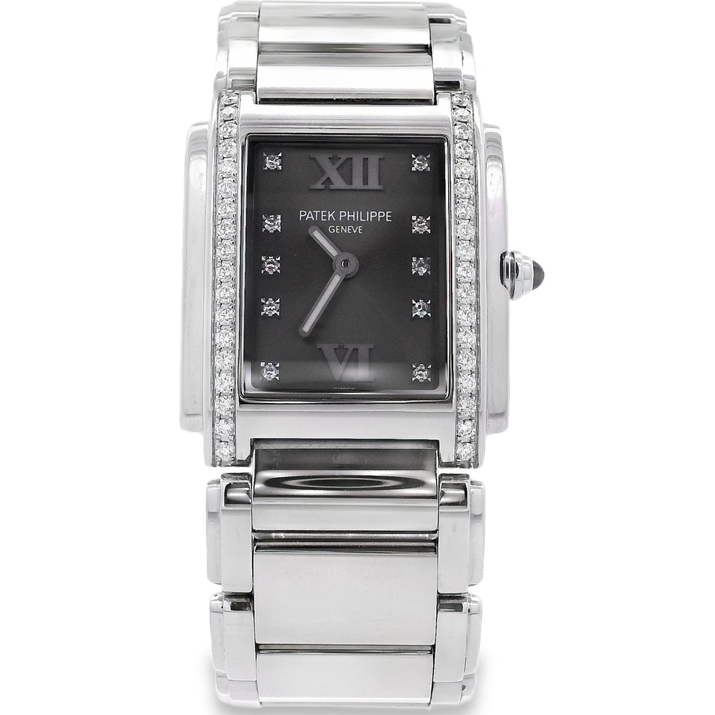Patek Philippe 4910/10A Stainless Steel Grey Dial Factory Diamond Bezel Watch