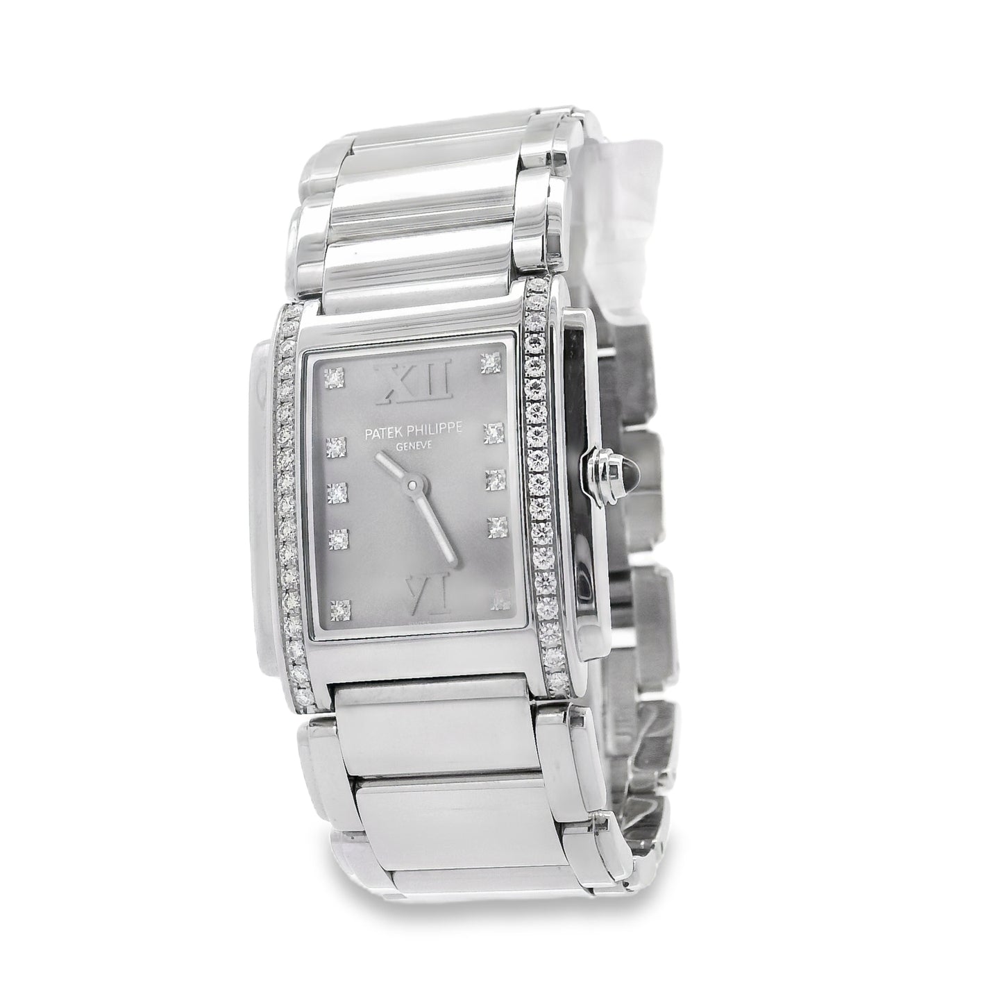 Patek Philippe 4910/10A Stainless Steel Grey Dial Factory Diamond Bezel Watch