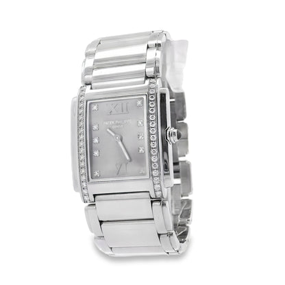 Patek Philippe 4910/10A Stainless Steel Grey Dial Factory Diamond Bezel Watch