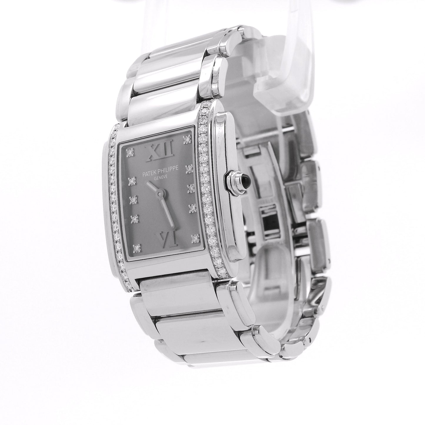Patek Philippe 4910/10A Stainless Steel Grey Dial Factory Diamond Bezel Watch
