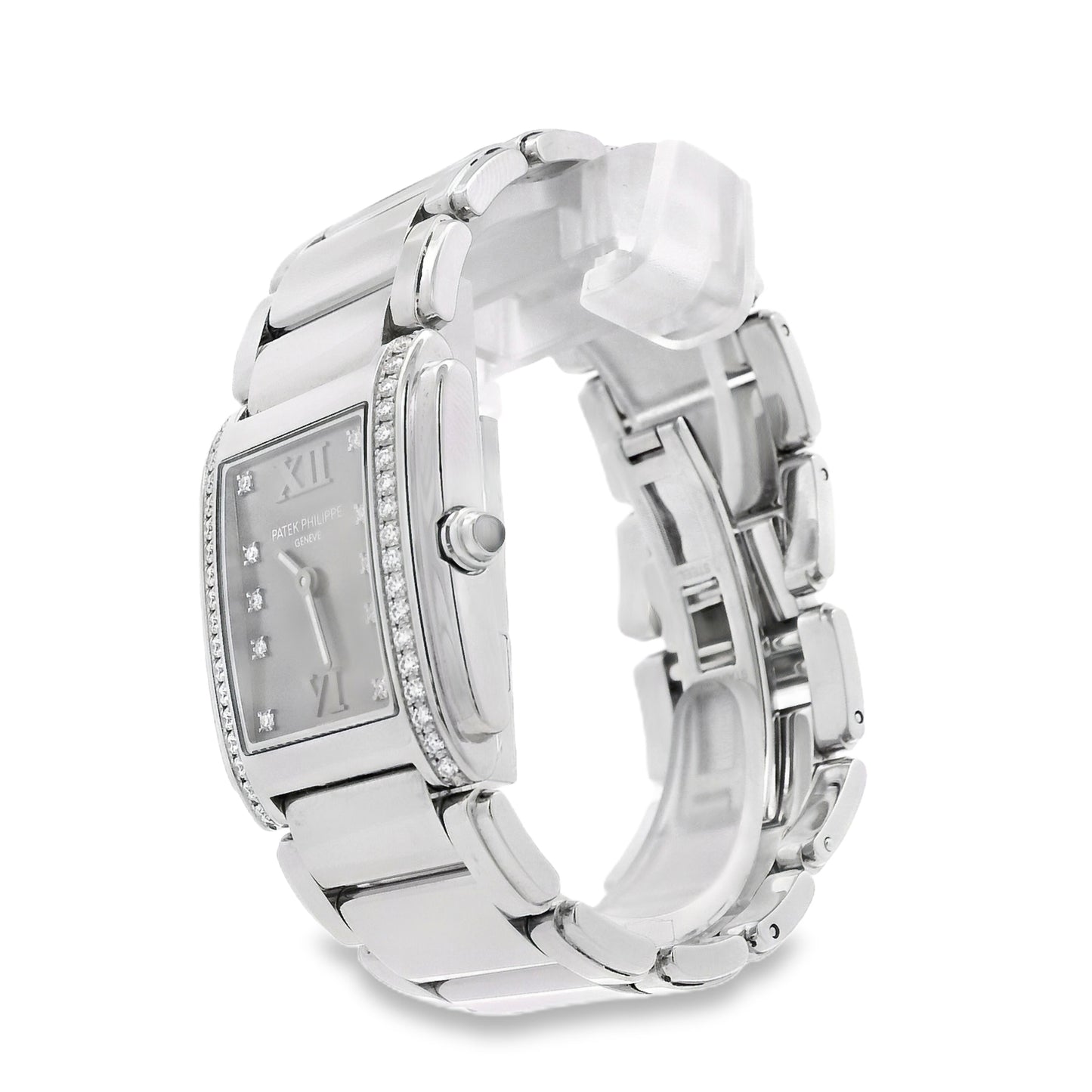 Patek Philippe 4910/10A Stainless Steel Grey Dial Factory Diamond Bezel Watch