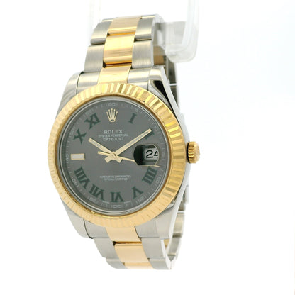 Rolex 116333 Datejust II 18k Yellow Gold Stainless Steel Wimbledon Dial Watch