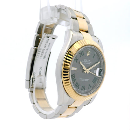 Rolex 116333 Datejust II 18k Yellow Gold Stainless Steel Wimbledon Dial Watch