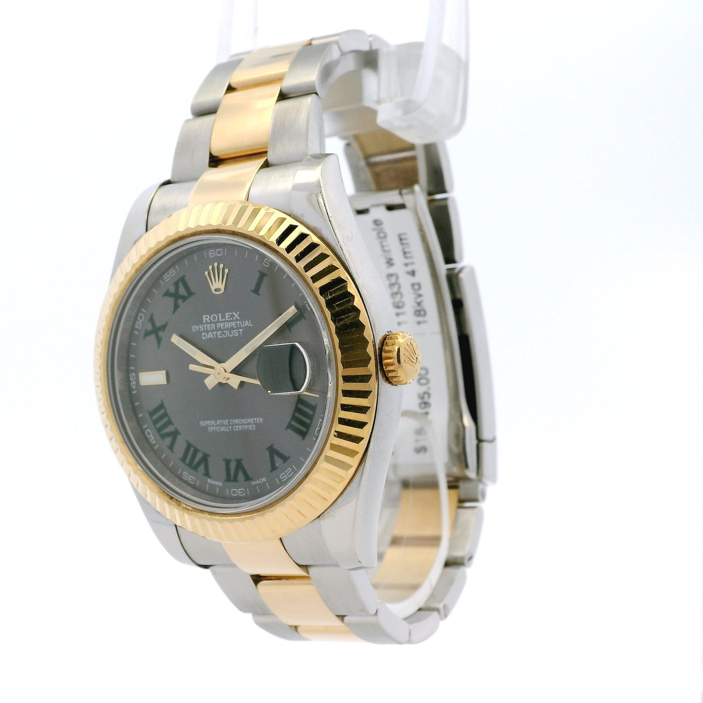 Rolex 116333 Datejust II 18k Yellow Gold Stainless Steel Wimbledon Dial Watch