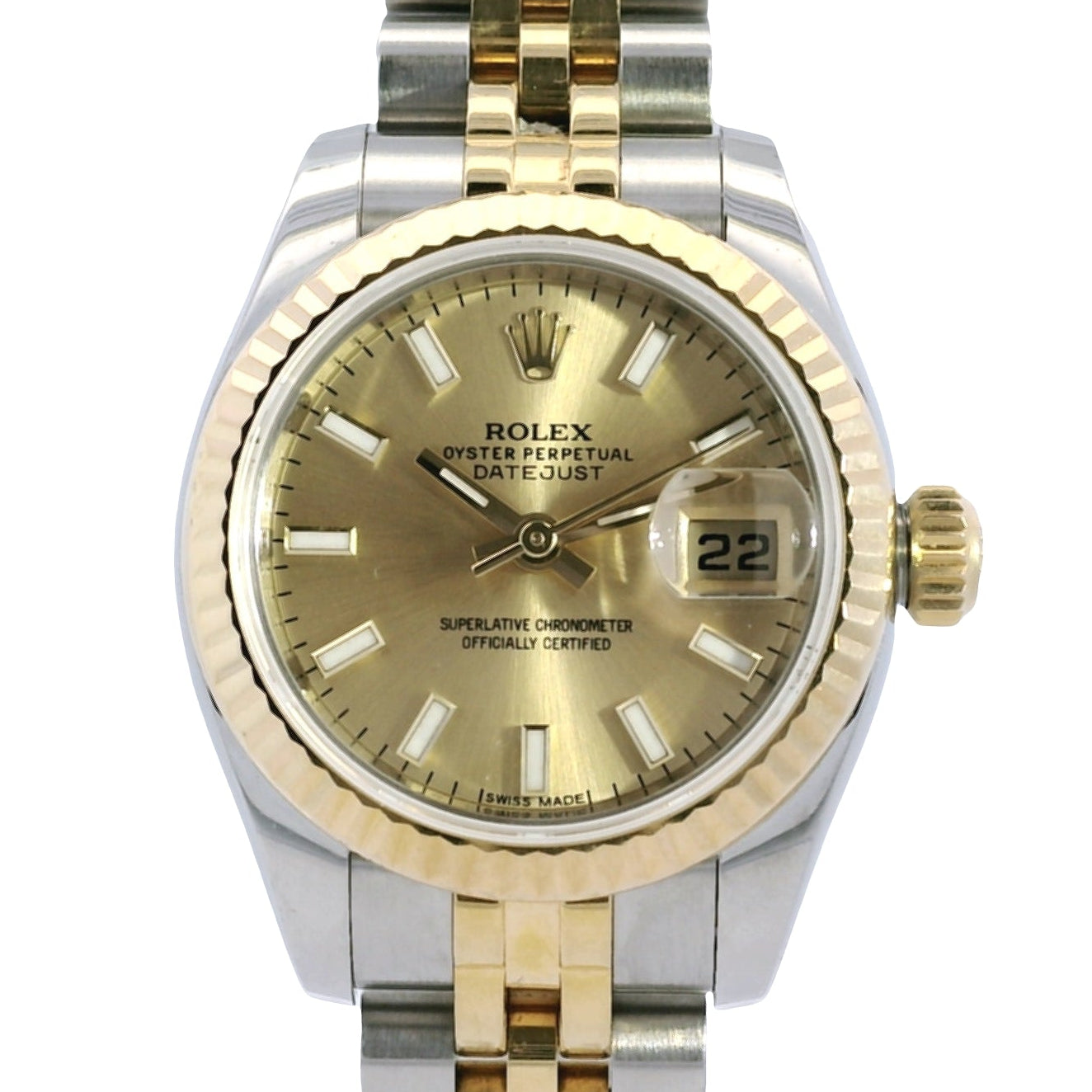 Rolex 179173 Datejust 18k Yellow Gold and Stainless Steel 26mm Gold Dial Watch