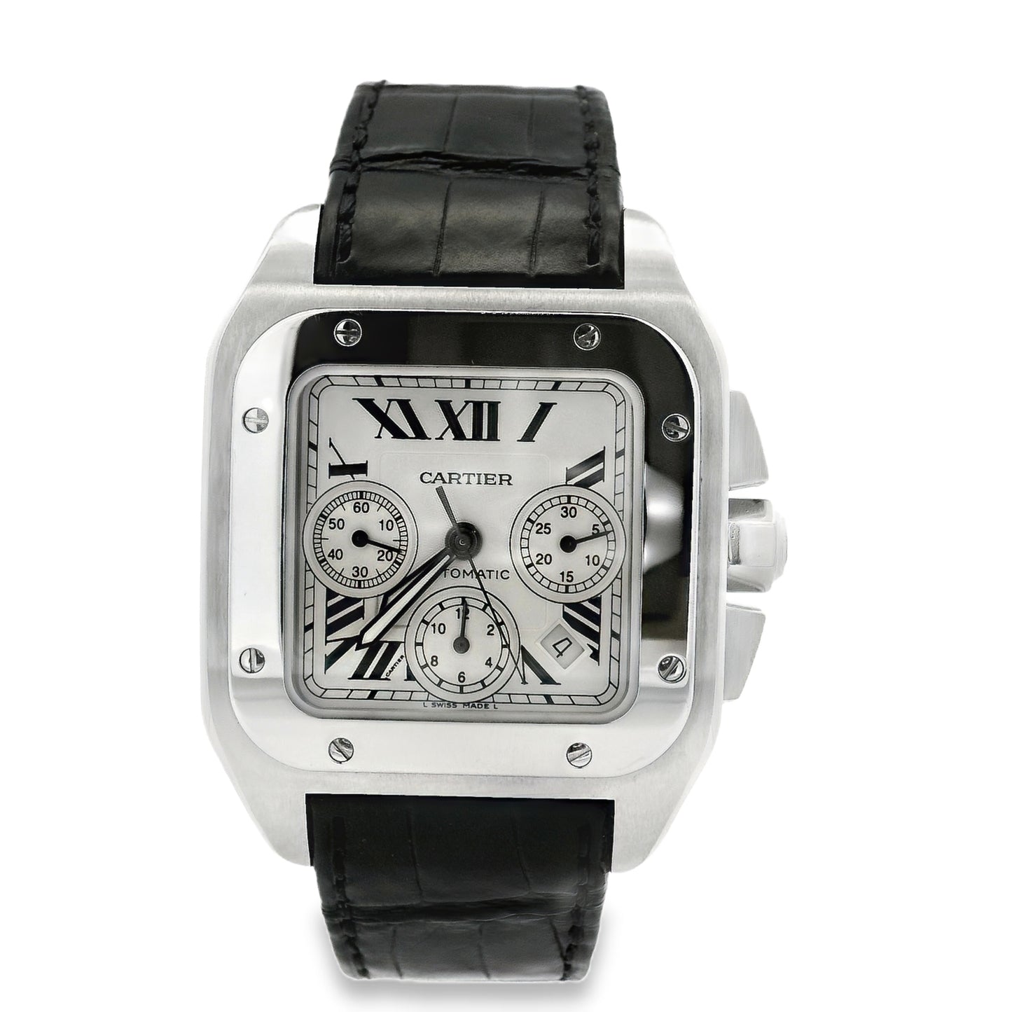 Cartier Santos 100 Stainless Steel White Dial Watch