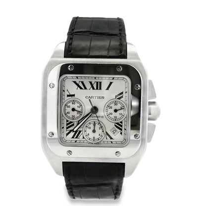 Cartier Santos 100 Stainless Steel White Dial Watch