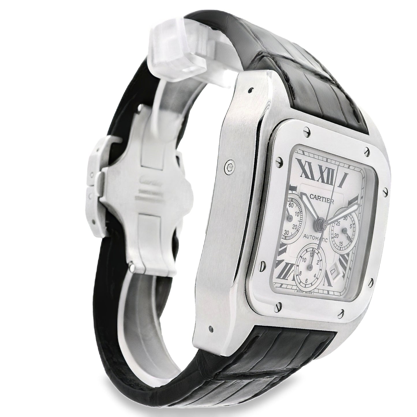 Cartier Santos 100 Stainless Steel White Dial Watch