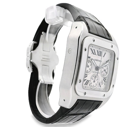 Cartier Santos 100 Stainless Steel White Dial Watch