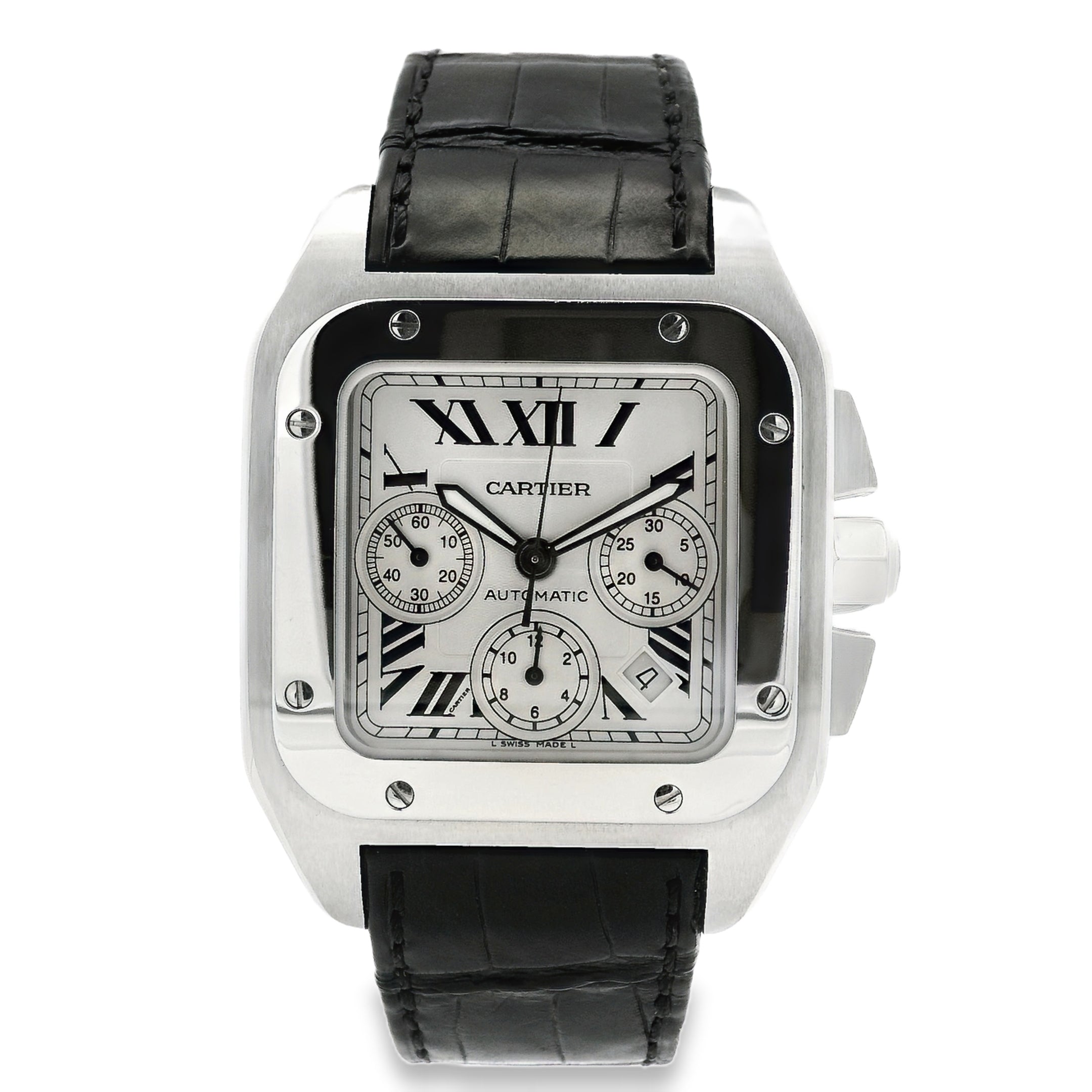 Cartier Santos 100 Stainless Steel White Dial Watch