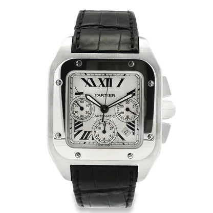 Cartier Santos 100 Stainless Steel White Dial Watch