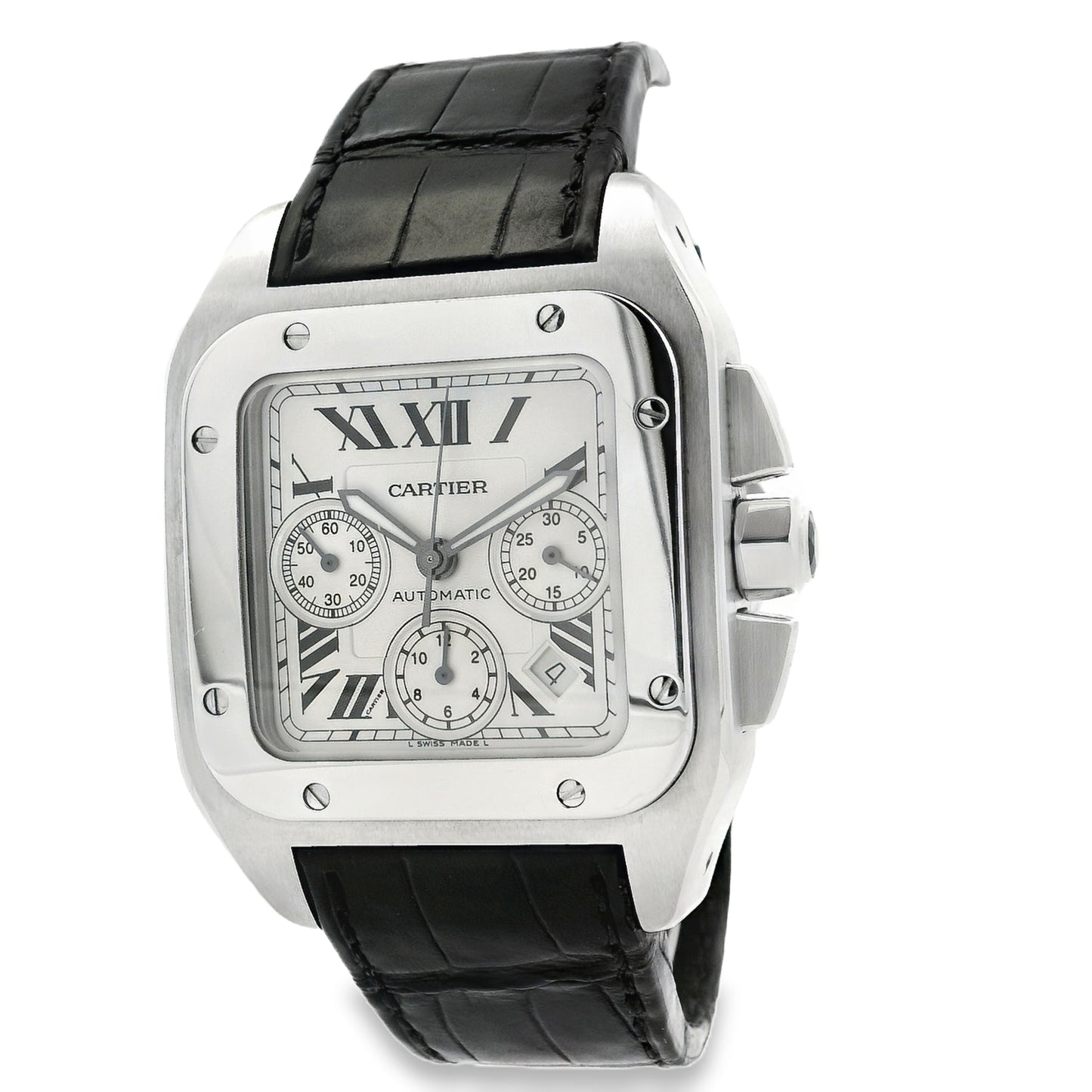 Cartier Santos 100 Stainless Steel White Dial Watch