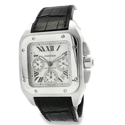 Cartier Santos 100 Stainless Steel White Dial Watch