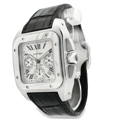 Cartier Santos 100 Stainless Steel White Dial Watch