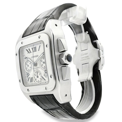 Cartier Santos 100 Stainless Steel White Dial Watch