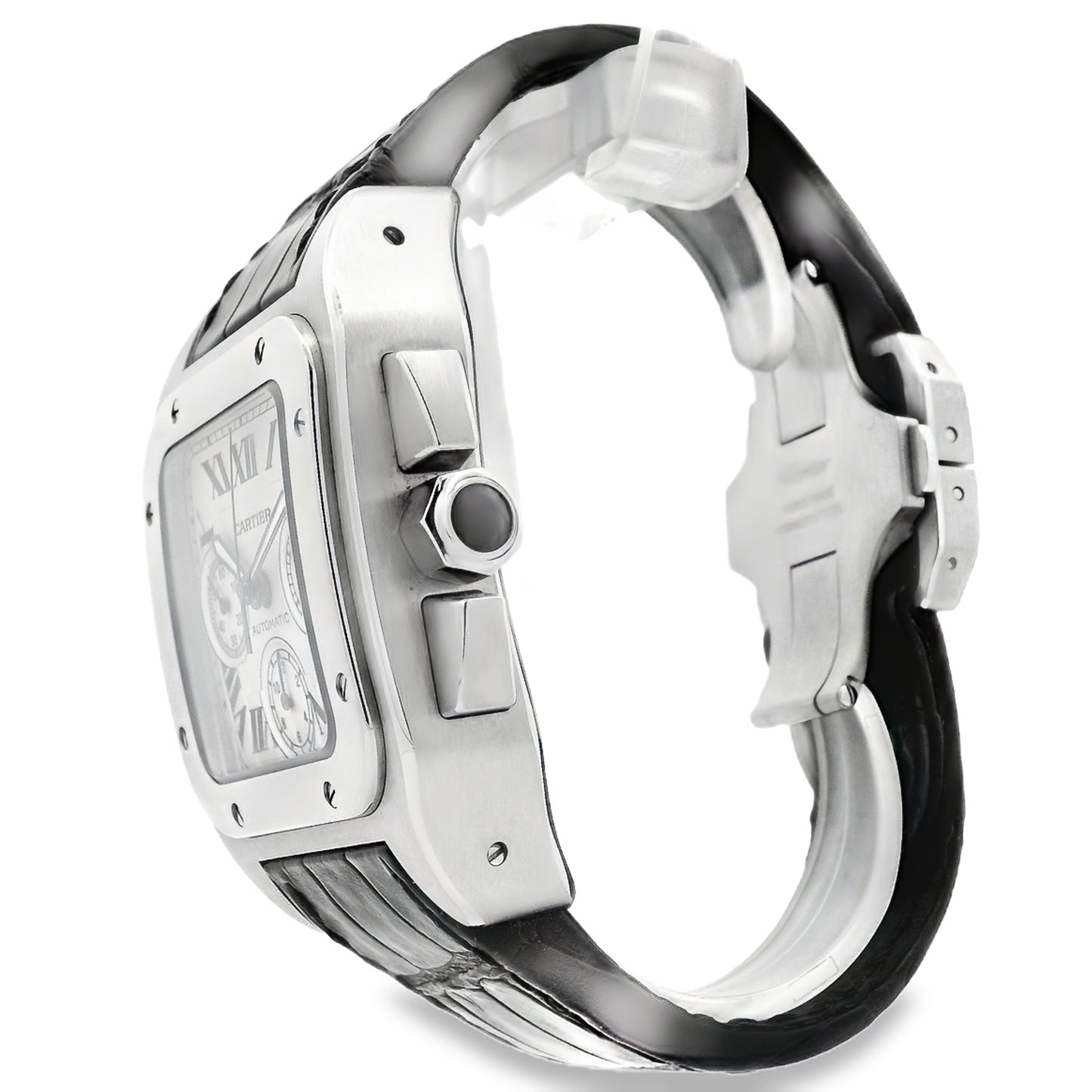 Cartier Santos 100 Stainless Steel White Dial Watch