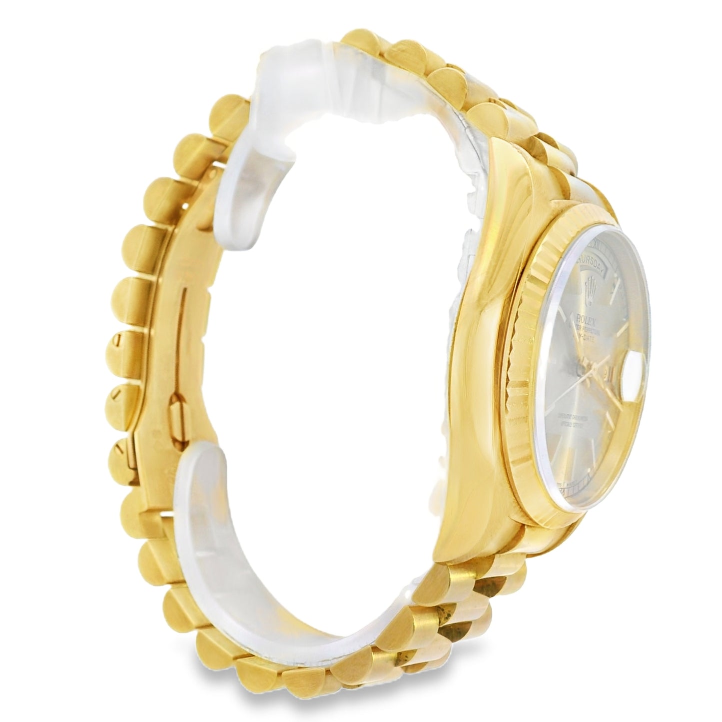 Rolex 18238 18k Yellow Gold Fluted Bezel 36mm Champagne Dial Watch