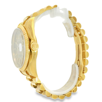 Rolex 18238 18k Yellow Gold Fluted Bezel 36mm Champagne Dial Watch