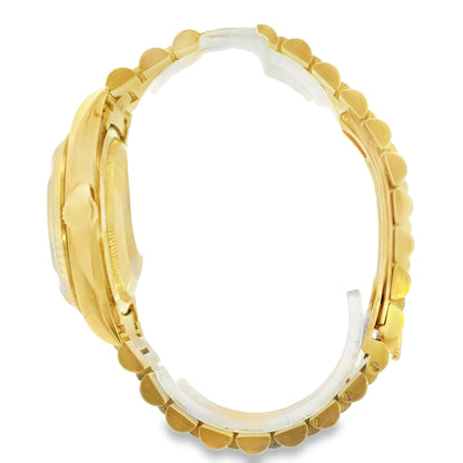 Rolex 18238 18k Yellow Gold Fluted Bezel 36mm Champagne Dial Watch