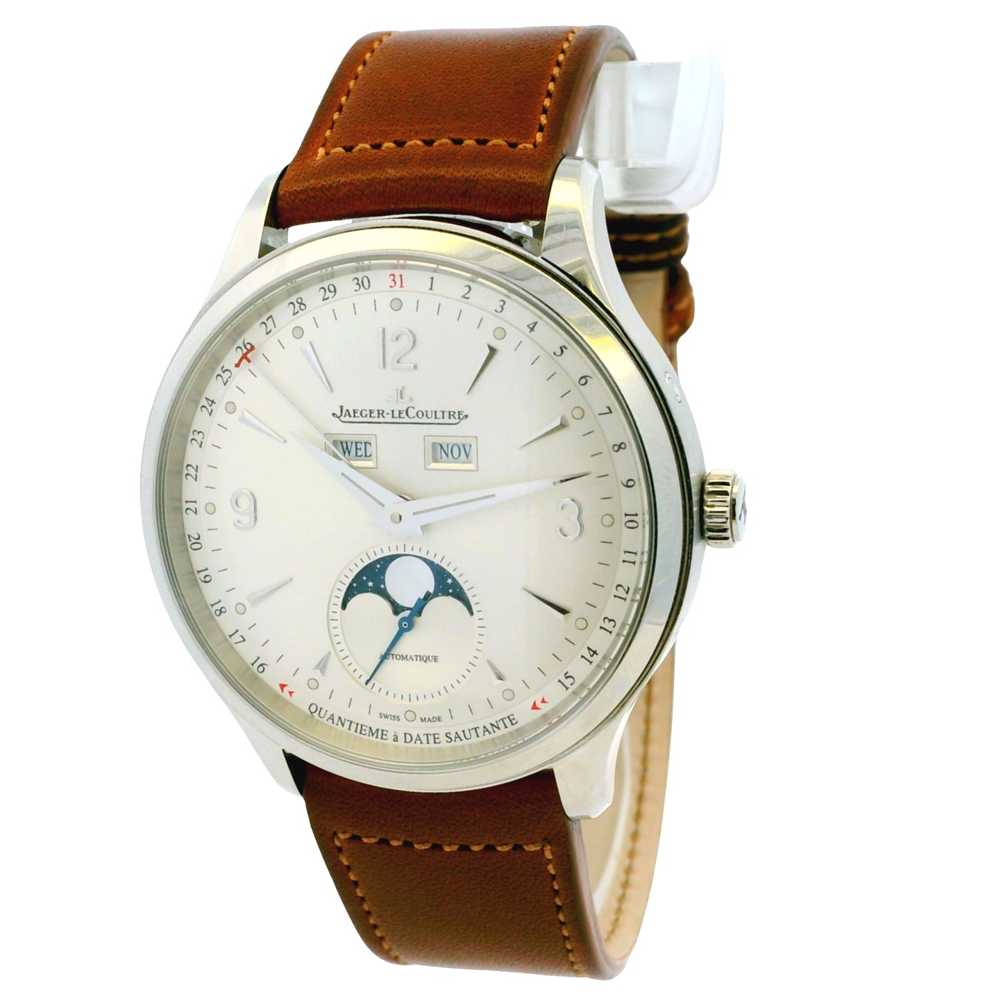 Jaeger Le Coultre Q4148420 Master Control Stainless Steel on Brown Leather Watch