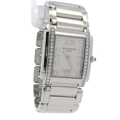 Patek Philippe 4910/10A Geneve with White Dial and Diamond Bezel Watch