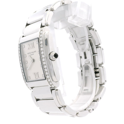 Patek Philippe 4910/10A Geneve with White Dial and Diamond Bezel Watch