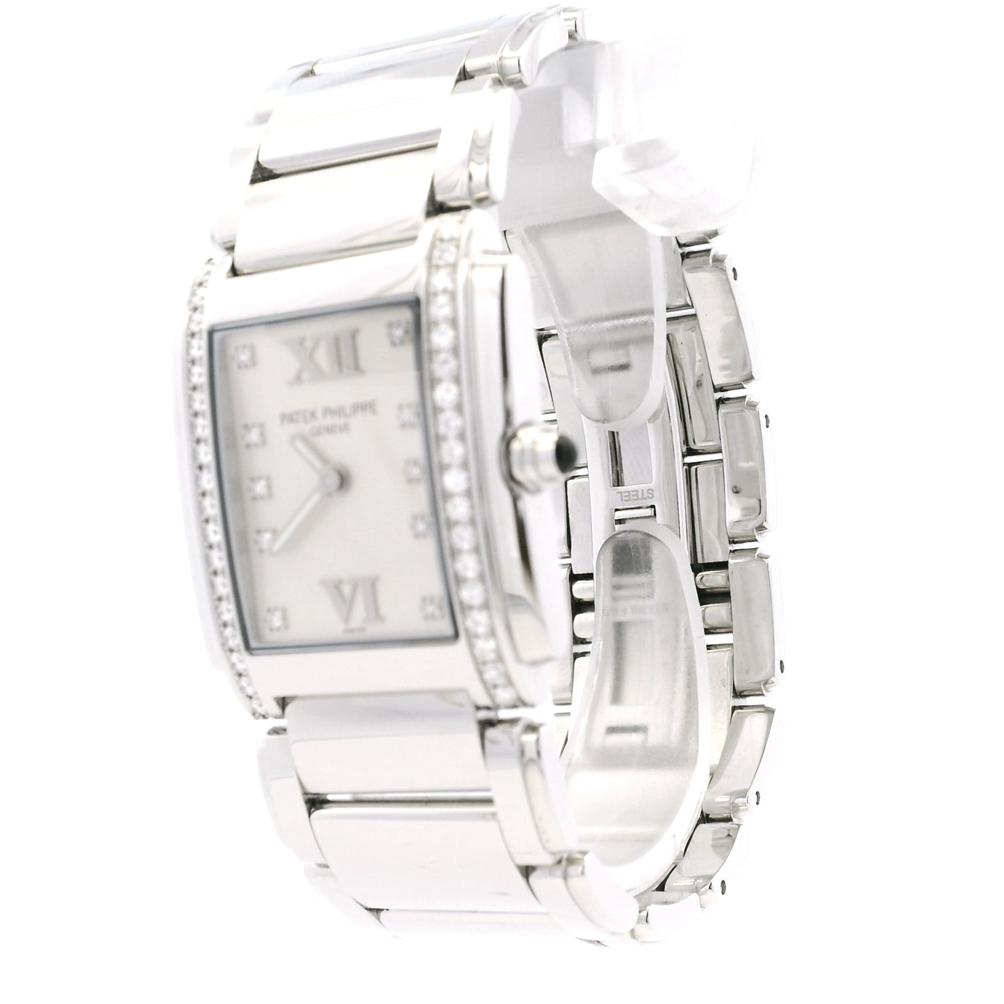 Patek Philippe 4910/10A Geneve with White Dial and Diamond Bezel Watch