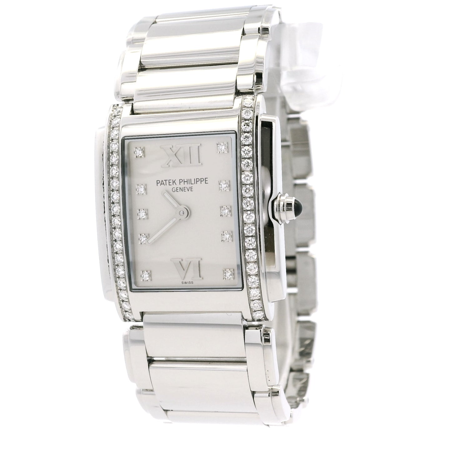 Patek Philippe 4910/10A Geneve with White Dial and Diamond Bezel Watch