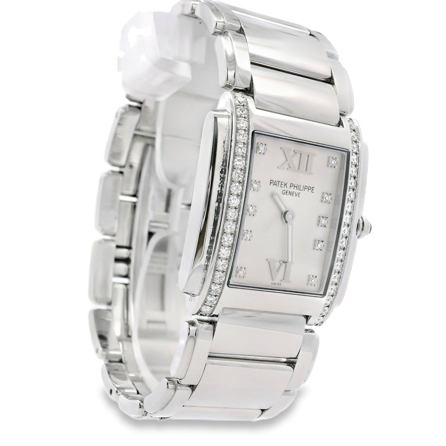 Patek Philippe 4910/10A Geneve with White Dial and Diamond Bezel Watch