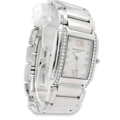 Patek Philippe 4910/10A Geneve with White Dial and Diamond Bezel Watch