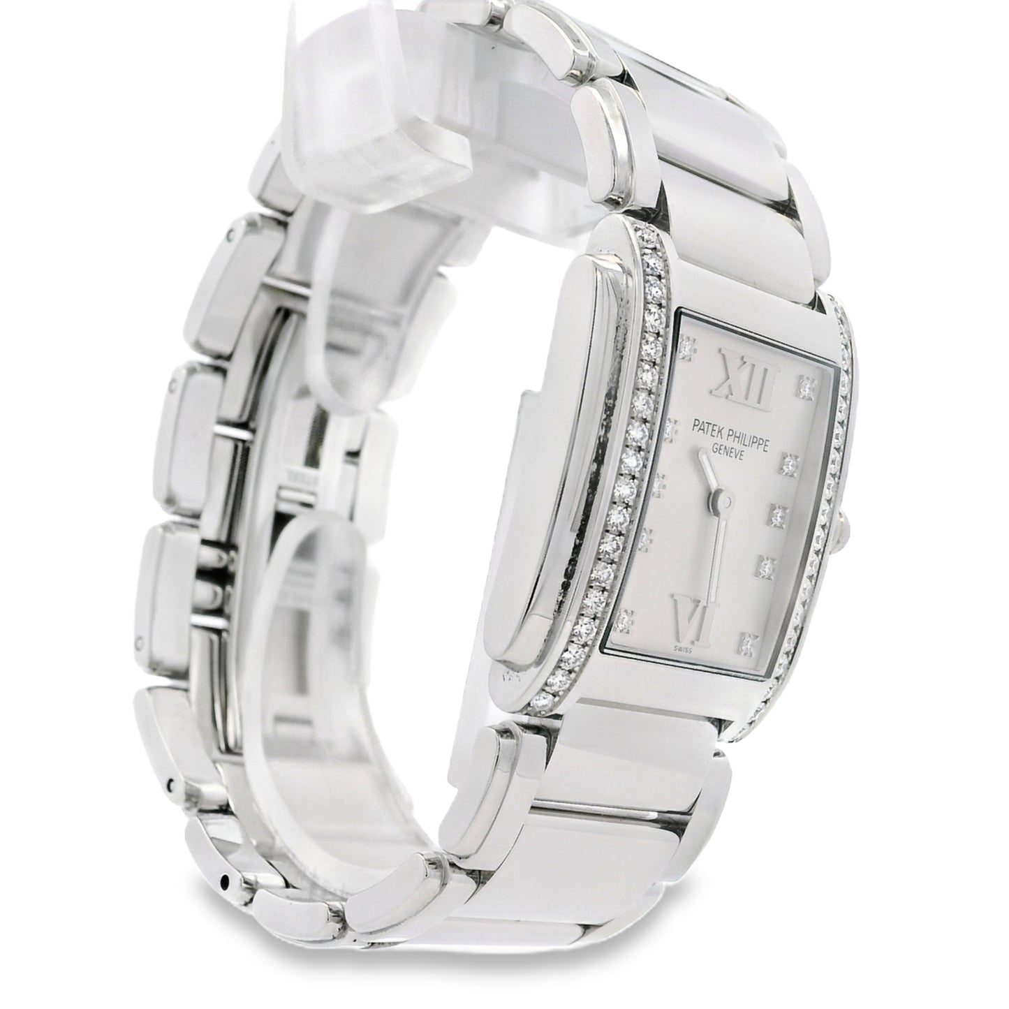 Patek Philippe 4910/10A Geneve with White Dial and Diamond Bezel Watch