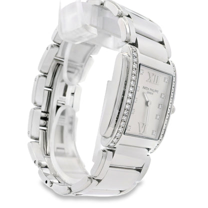 Patek Philippe 4910/10A Geneve with White Dial and Diamond Bezel Watch