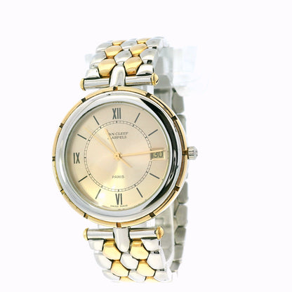 Van Cleef & Arpels 18k Yellow Gold and Stainless Steel Champagne Dial Watch