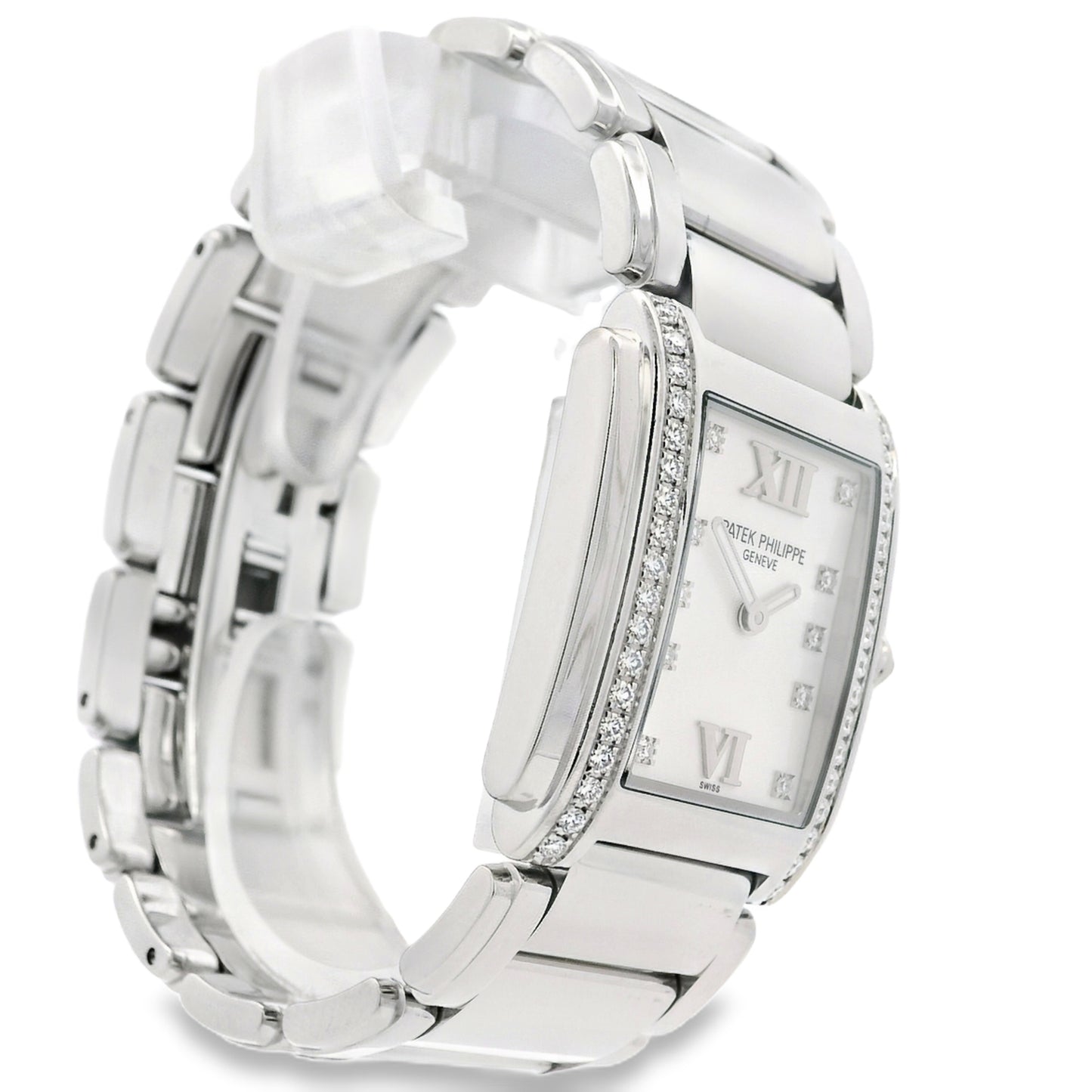 Patek Philippe 4910/10A Geneve with White Dial and Diamond Bezel Watch