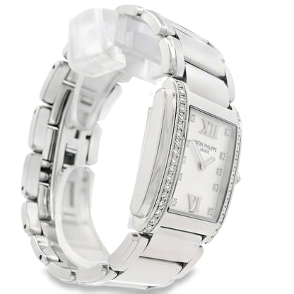 Patek Philippe 4910/10A Geneve with White Dial and Diamond Bezel Watch