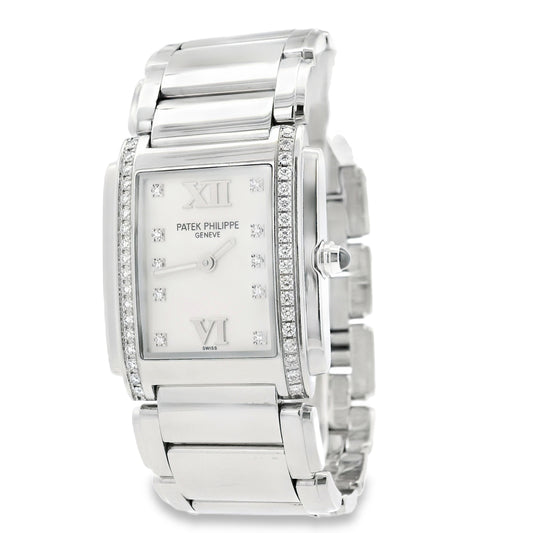 Patek Philippe 4910/10A Geneve with White Dial and Diamond Bezel Watch