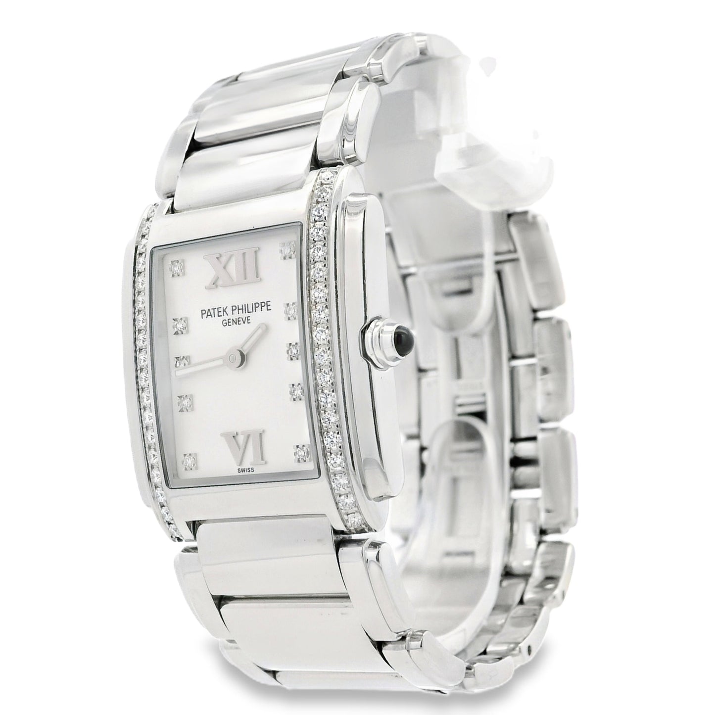 Patek Philippe 4910/10A Geneve with White Dial and Diamond Bezel Watch