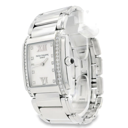 Patek Philippe 4910/10A Geneve with White Dial and Diamond Bezel Watch
