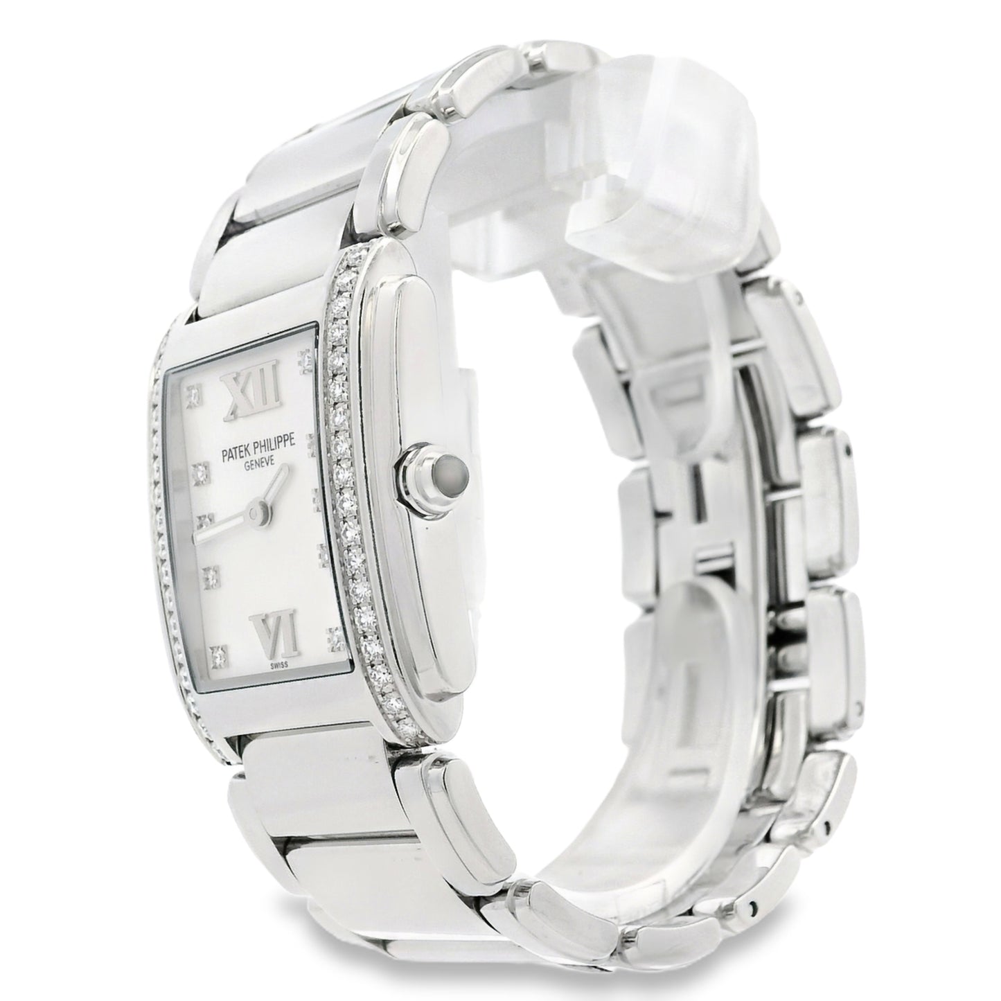 Patek Philippe 4910/10A Geneve with White Dial and Diamond Bezel Watch