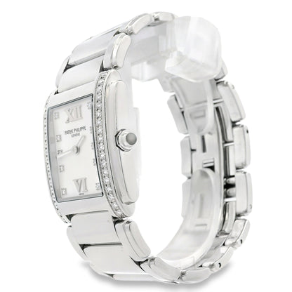 Patek Philippe 4910/10A Geneve with White Dial and Diamond Bezel Watch